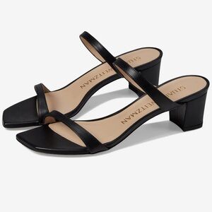 Stuart Weitzman Black Aleena 50 Block Slide Heels